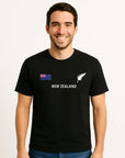 Mens New Zealand T Shirt - New Zealand Flag and Silver Fern