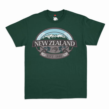 Mens New Zealand T Shirt - Mountains Kiwi