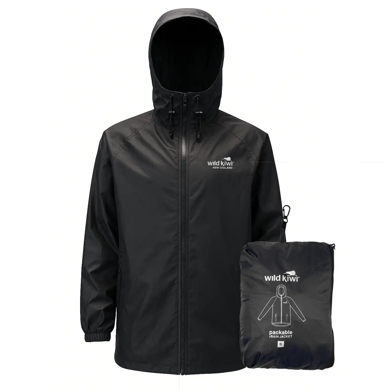 Wild Kiwi New Zealand Black Packable Raincoat Jacket Online Store