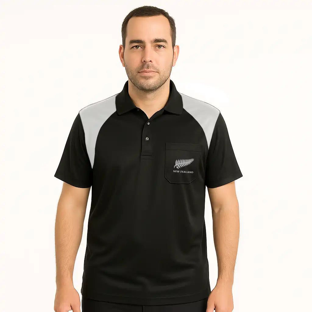 Mens New Zealand Polo Shirt - Silver Fern