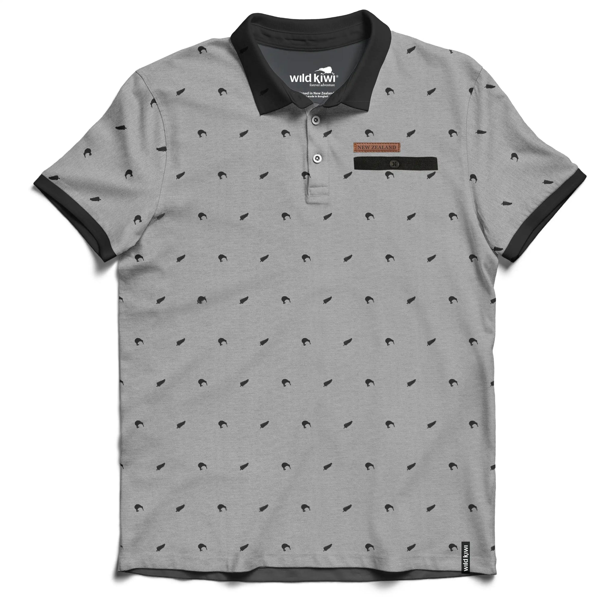 Mens New Zealand Polo Shirt - Ferns and Kiwi