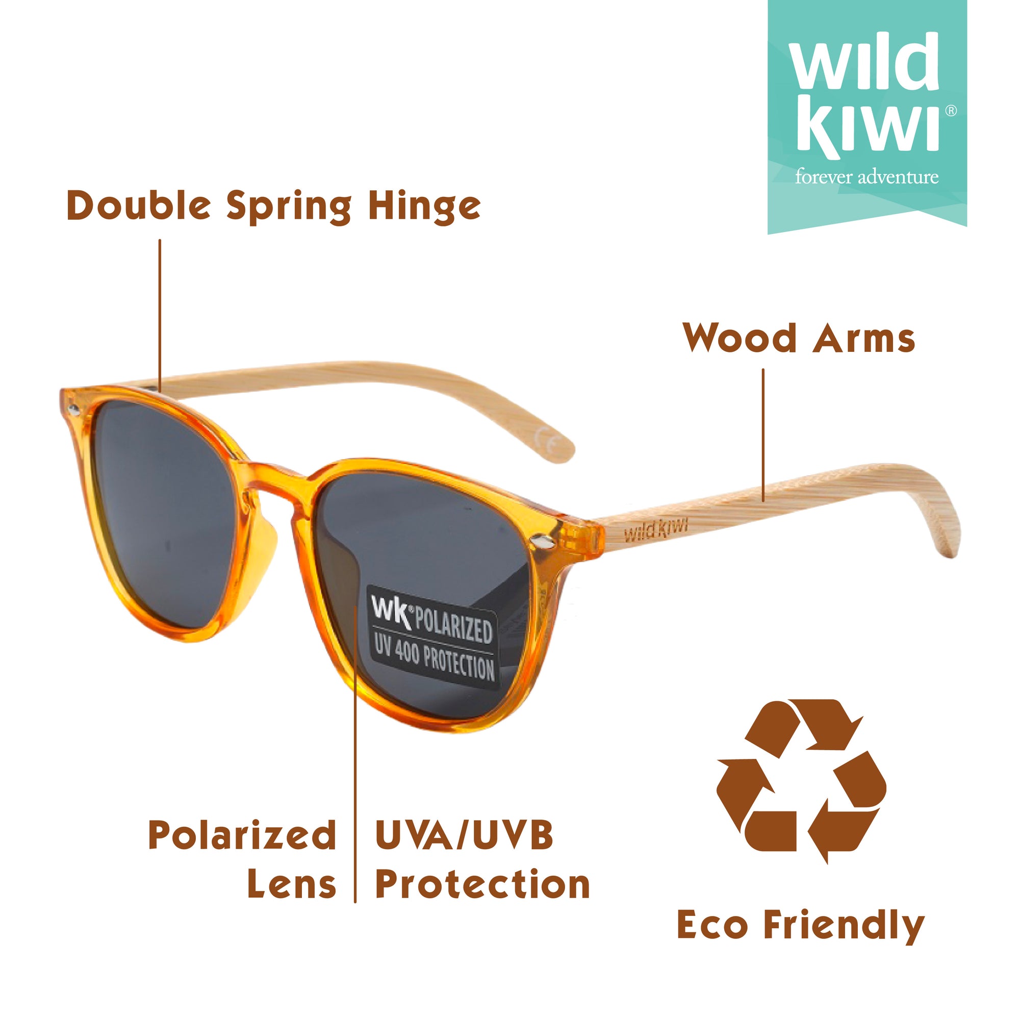 Wood Sunglasses Polarised for Men and Women - Wood Amber