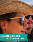 Wood Sunglasses Polarised for Men and Women - Wood Amber