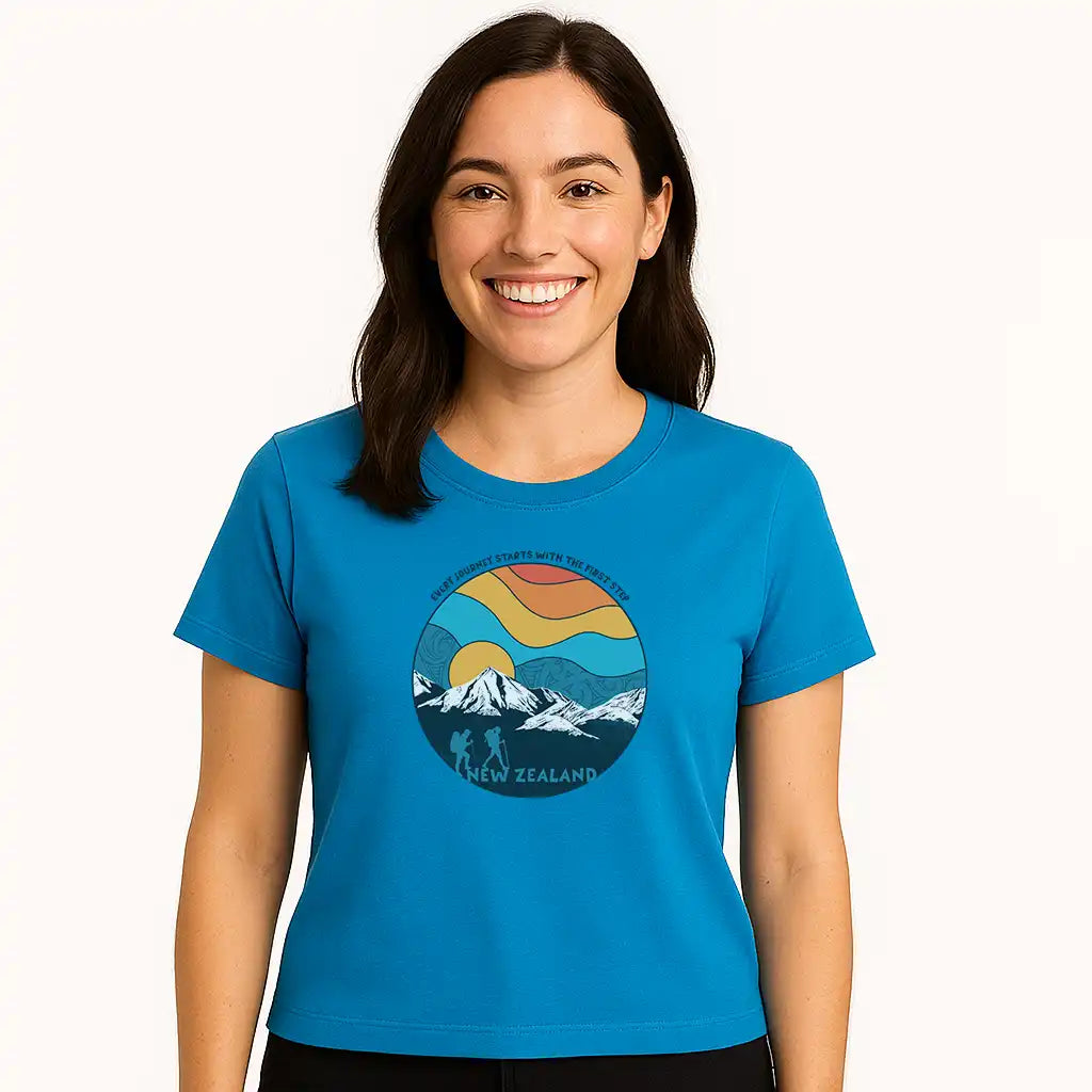 Womens New Zealand T Shirt - Circle Mountains