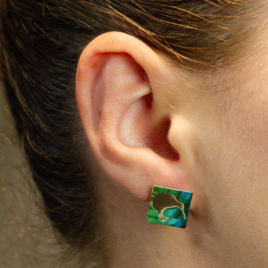 Teardrop Earring Set plus Ear Studs - Kiwi and Ferns
