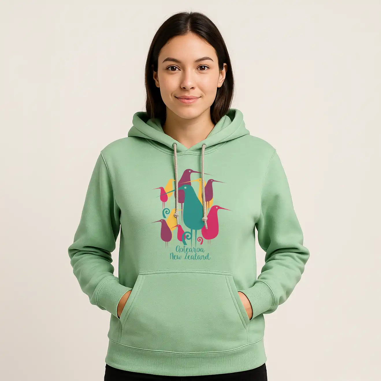 Womens Hoodie -  Retro Kiwi