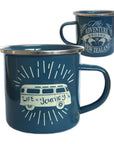 Enamel travel mug. Kombi design. Designed in New Zealand. www.wild-kiwi.co.nz