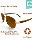 Wild Kiwi Wood Polarised Sunglasses for men and women