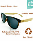 Wild Kiwi Bamboo Polarised Sunglasses for Men and Women