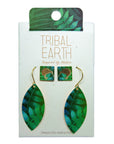 Tribal Earth Teardrop Earring Set plus Ear Studs-Kiwi and Ferns