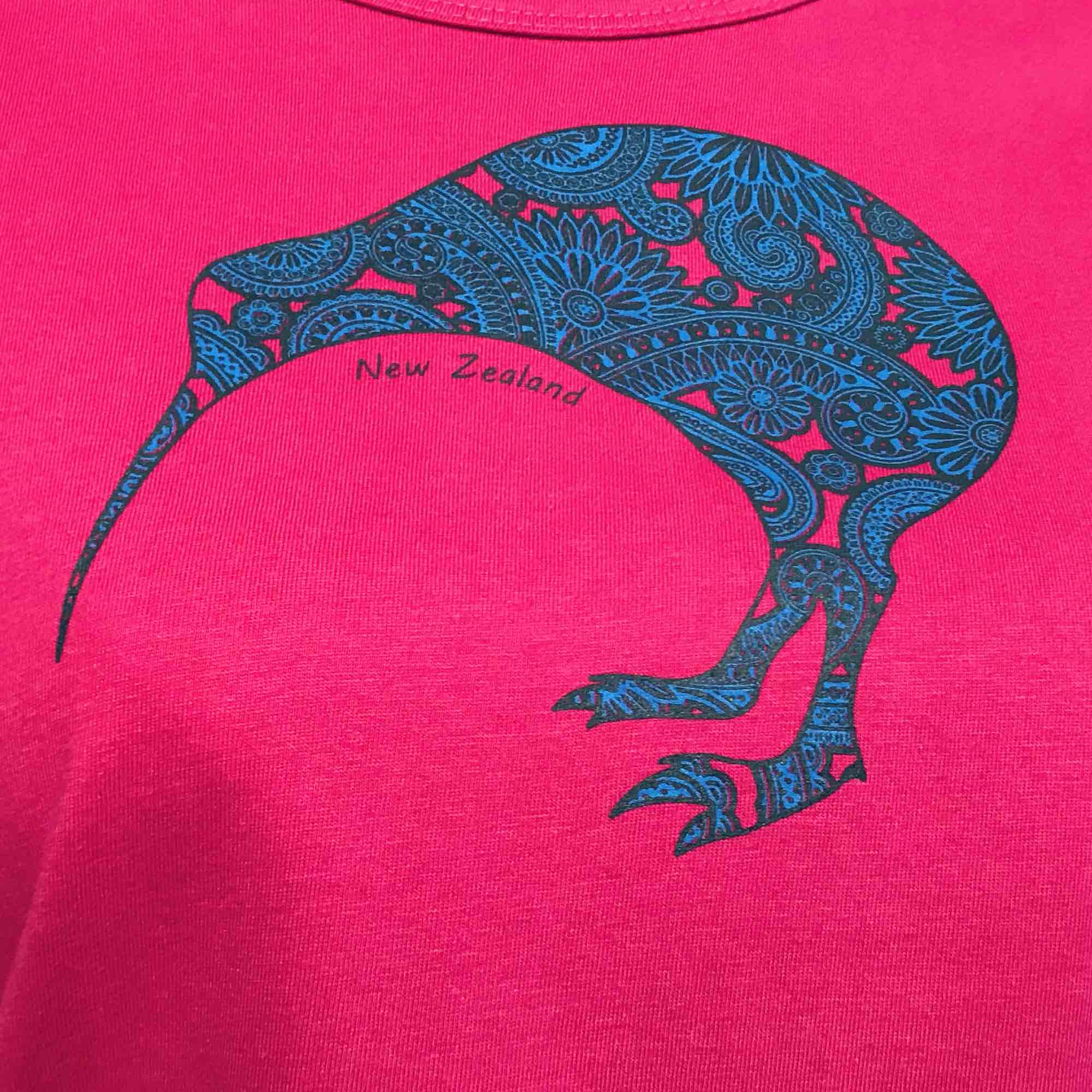 Womens New Zealand T Shirt-Kiwi-100% Cotton-Wild Kiwi