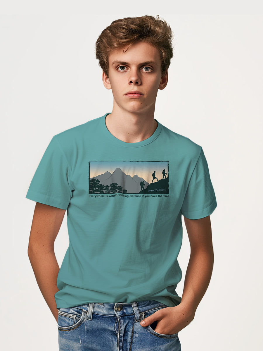 Mens New Zealand T Shirt - Mountain Hiking