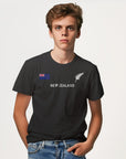 Mens New Zealand T Shirt - New Zealand Flag and Silver Fern