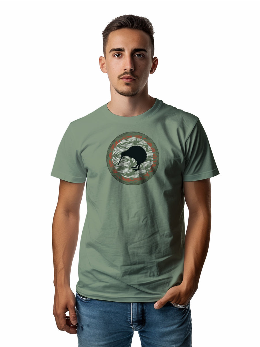Mens New Zealand T Shirt - Kiwi Ferns