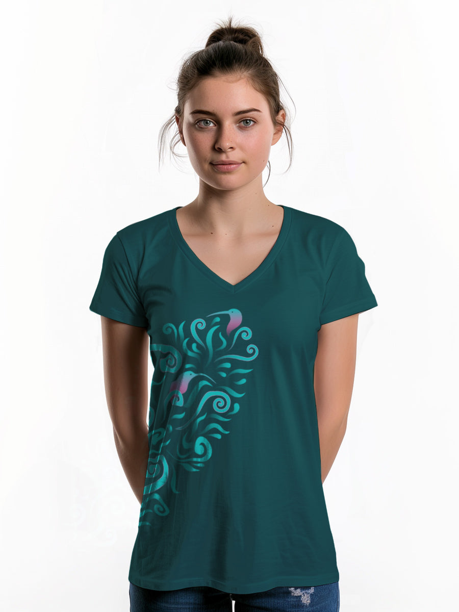 Womens New Zealand T Shirt - Filigree Kiwi