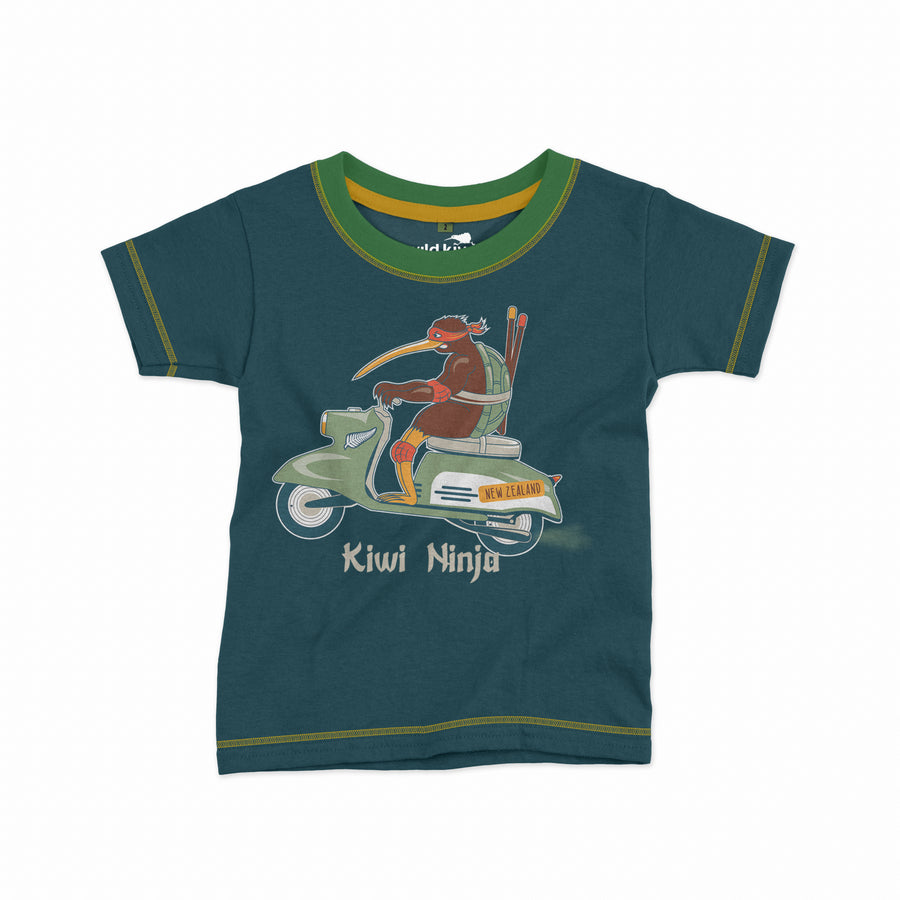 Childrens New Zealand T Shirt - Kiwi Ninja