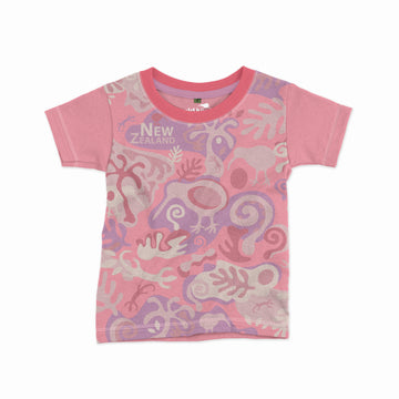 Childrens New Zealand T Shirt - Pink Camo