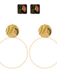 Hoop Earrings with Ear Studs - Pohutukawa