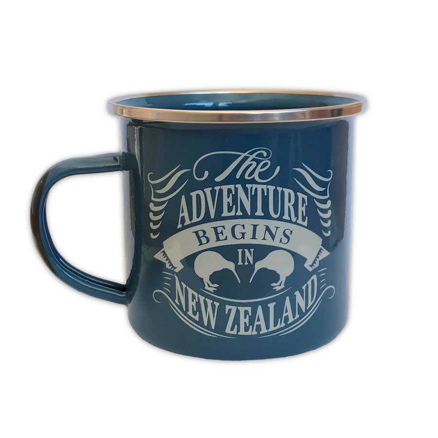 Enamel travel mug. Kombi design. Designed in New Zealand. www.wild-kiwi.co.nz
