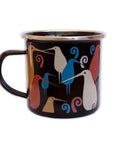 Black enamel travel mug. Kiwi bird design. Designed in New Zealand. www.wild-kiwi.co.nz