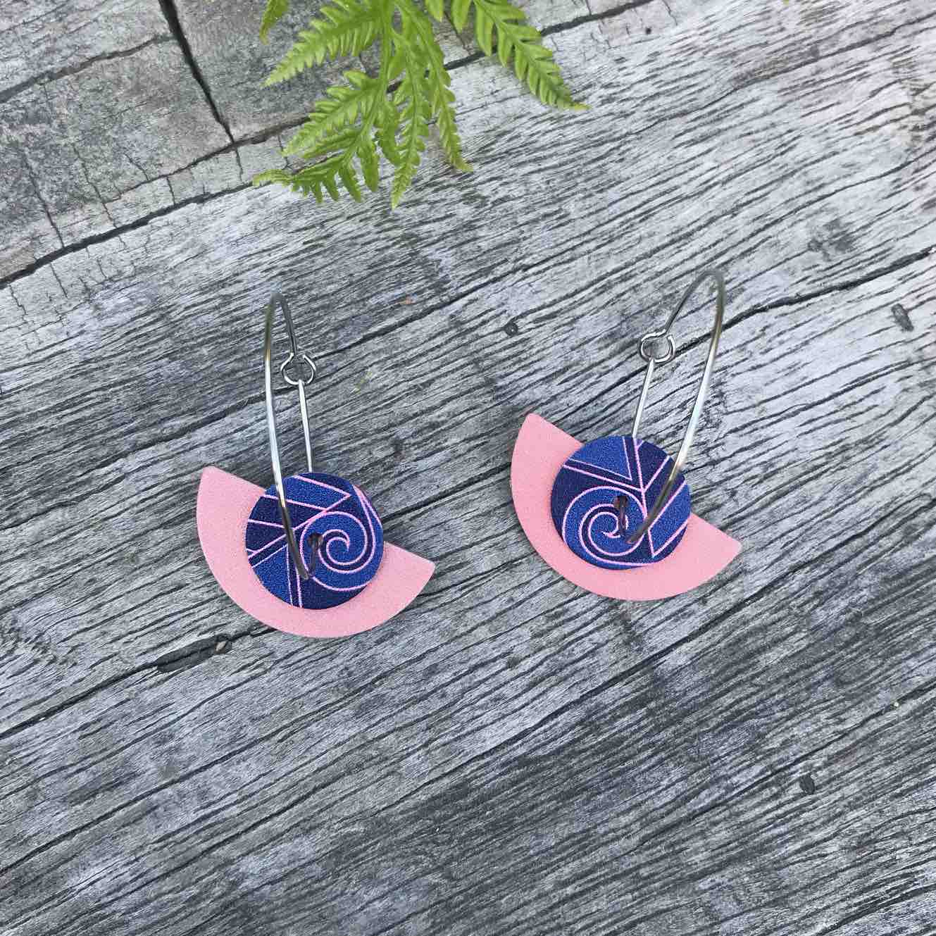 Tribal Earth Hoop Earring Set x 2-Koru-Stainless Steel