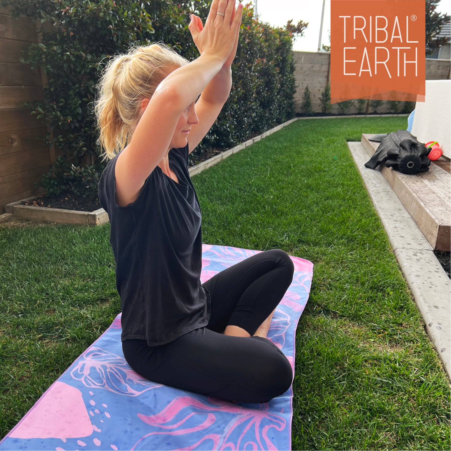 TRIBAL EARTH Yoga Towel non slip. Plus free gym towel.