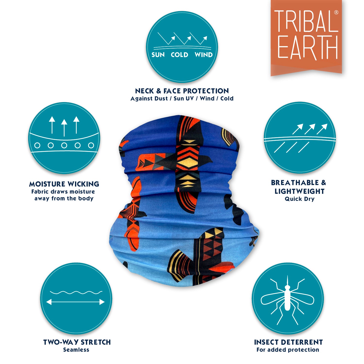 Tribal Earth Multi Scarf provides sun, dust and wind protection