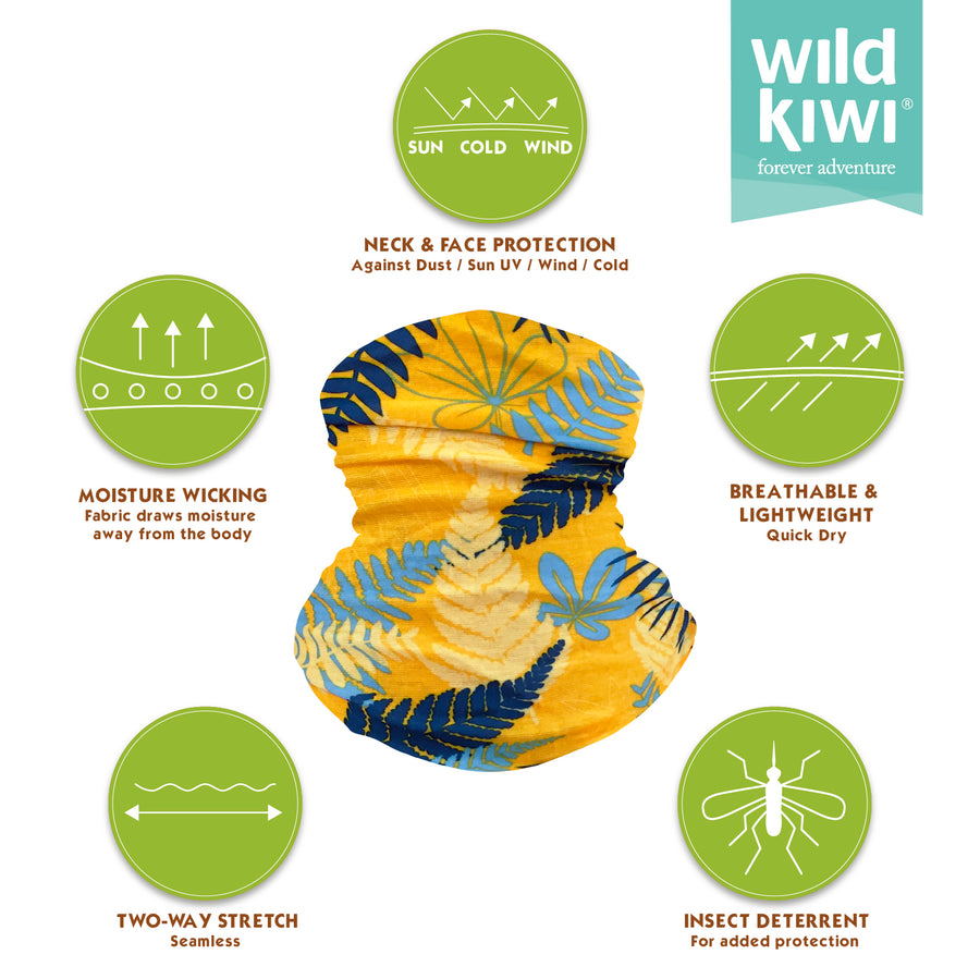 Wild Kiwi Multi Scarf provides sun, dust and wind protection