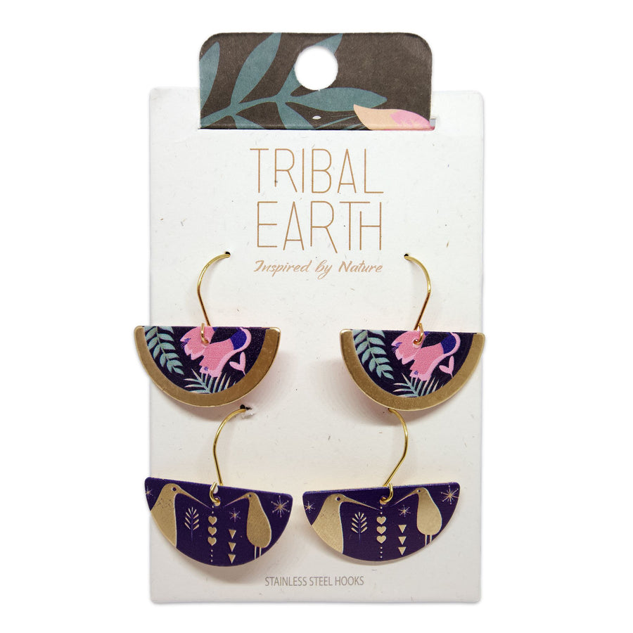 Tribal Earth Earring Set x Two pairs-Kiwi-Stainless Steel