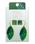 Tribal Earth Teardrop Earring Set plus Ear Studs-Kiwi and Ferns 