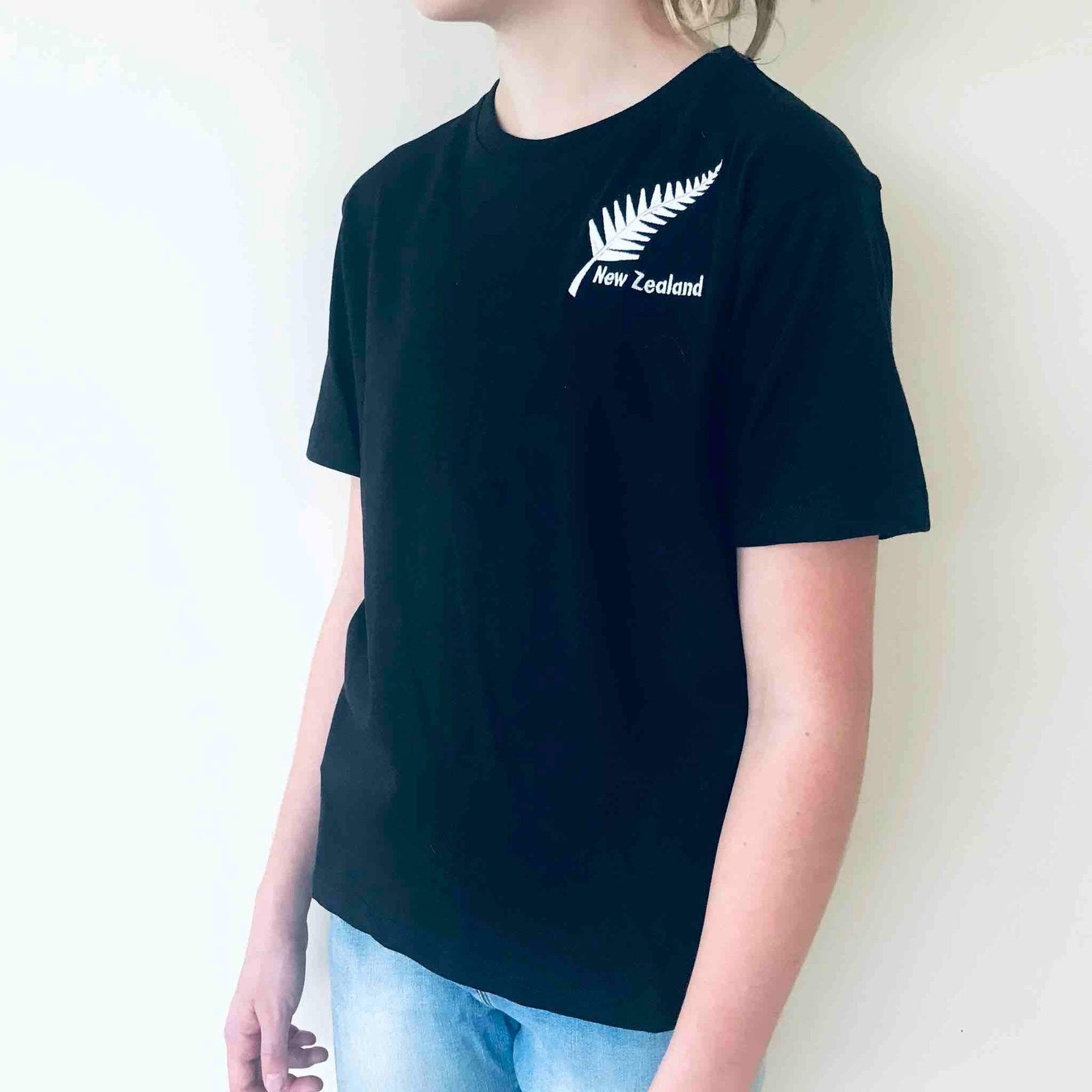 Childrens New Zealand T Shirt-Silver Fern-100% Cotton