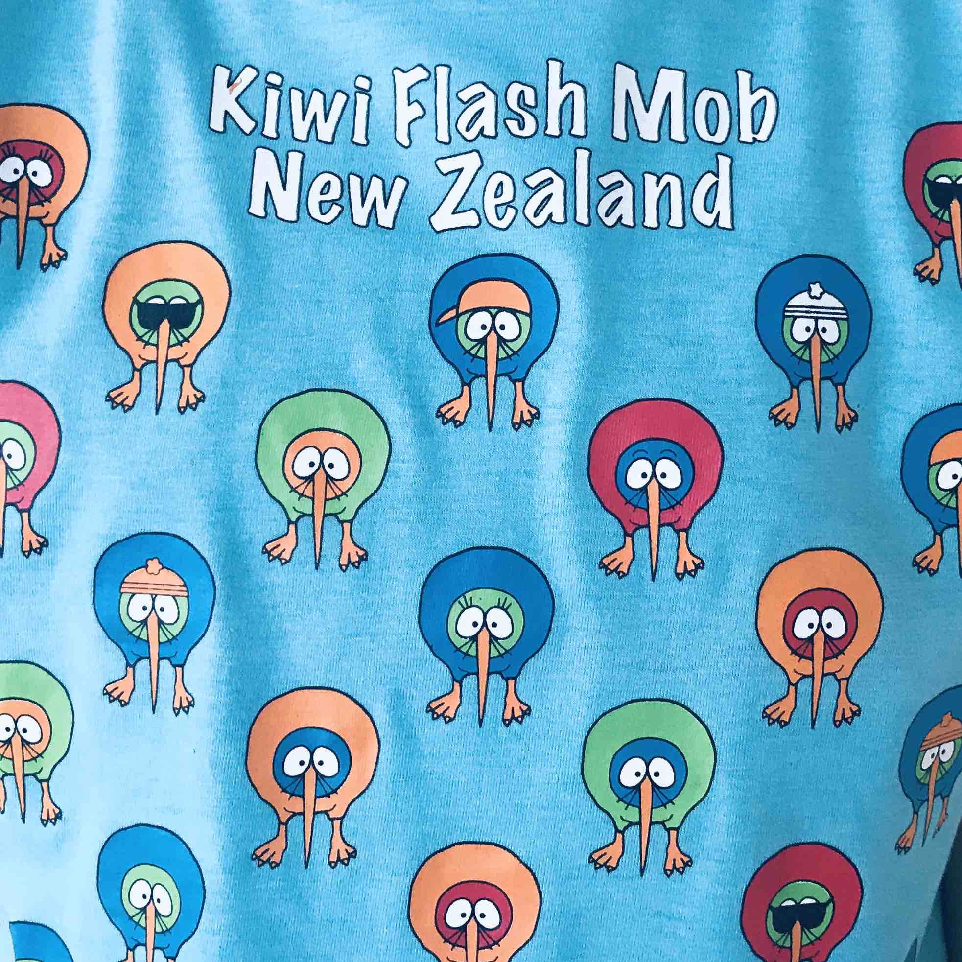 Childrens New Zealand T Shirt-Kiwi Flash Mob-100% Cotton