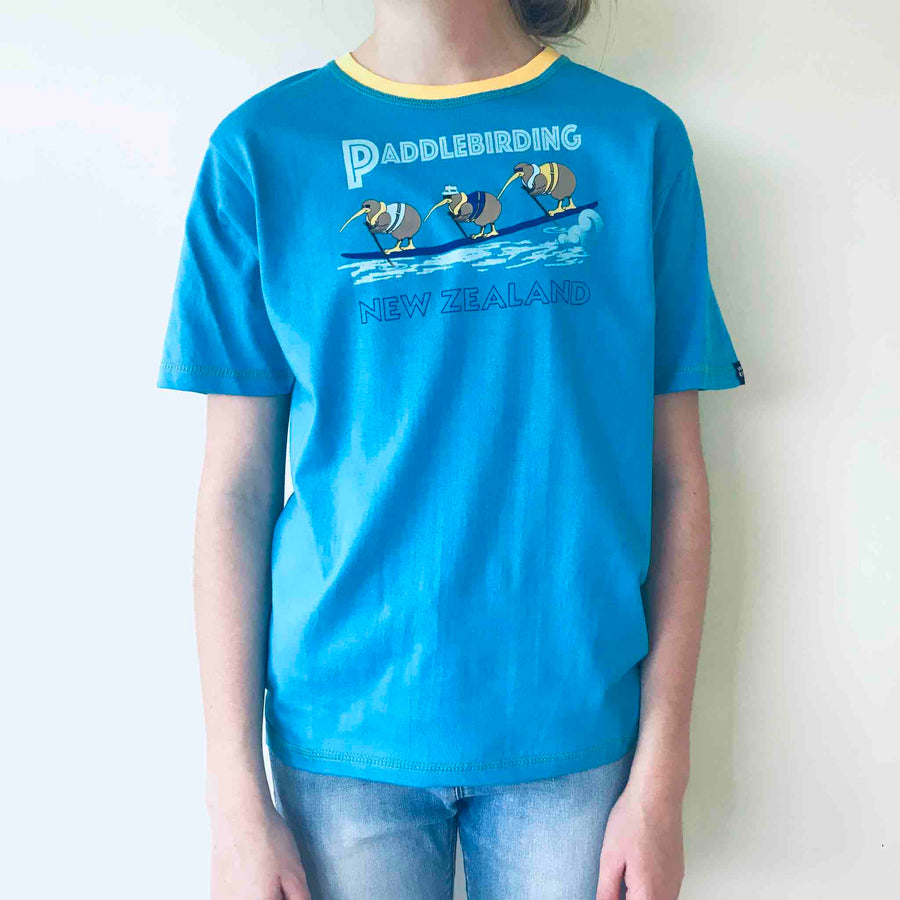 Childrens New Zealand T Shirt-Paddlebirding-100% Cotton