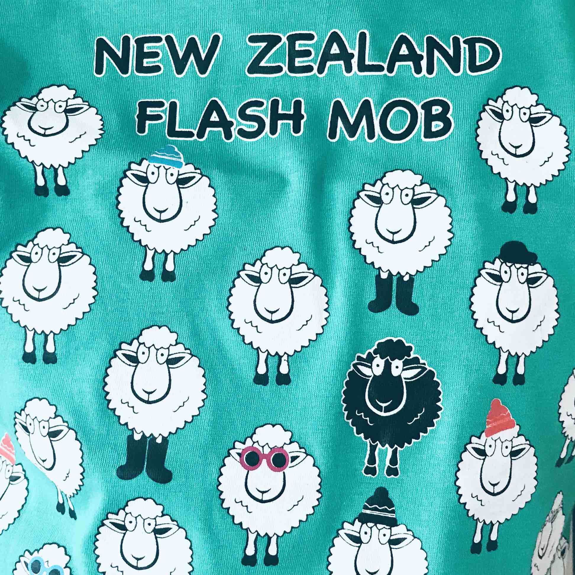 Childrens New Zealand T Shirt-Sheep Flash Mob-100% Cotton