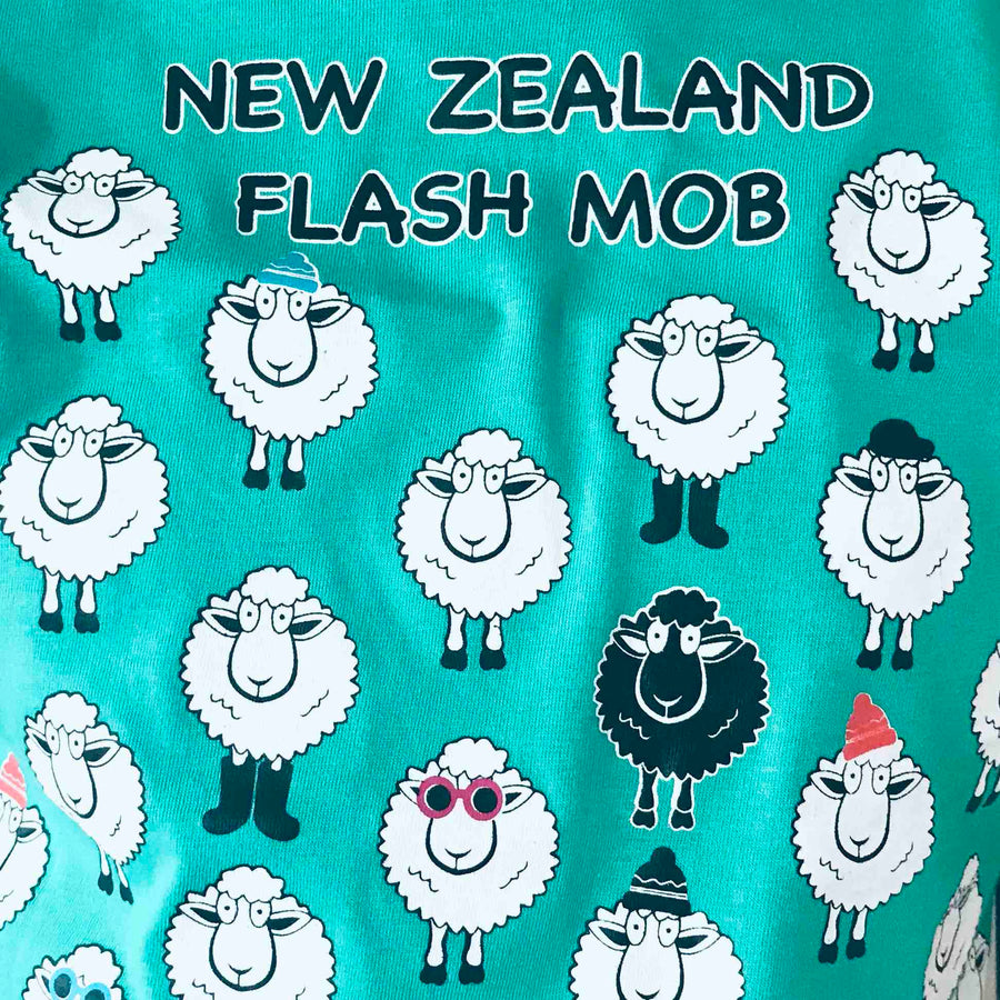 Childrens New Zealand T Shirt-Sheep Flash Mob-100% Cotton