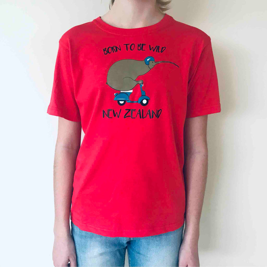 Childrens New Zealand T Shirt-Born to be Wild-100% Cotton