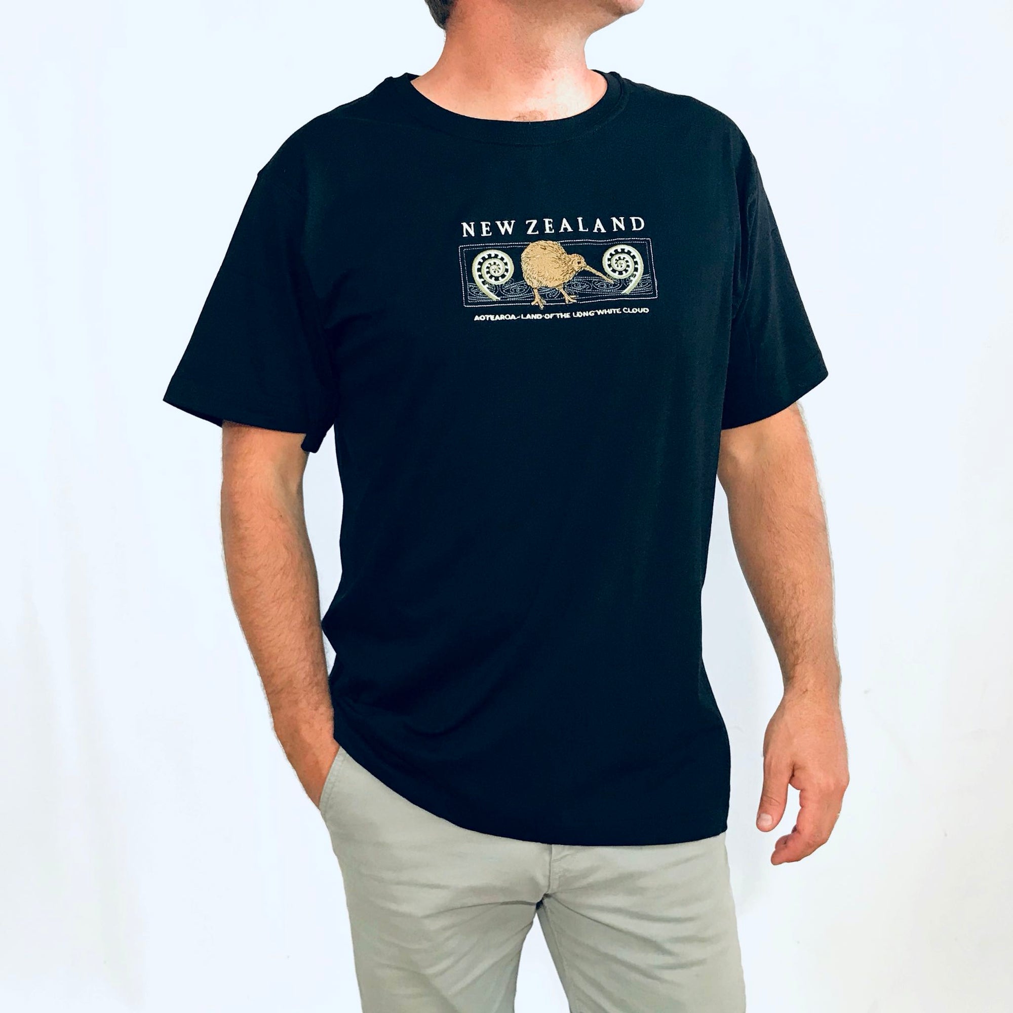 Mens New Zealand T Shirt-Kiwi and Koru-100% Cotton