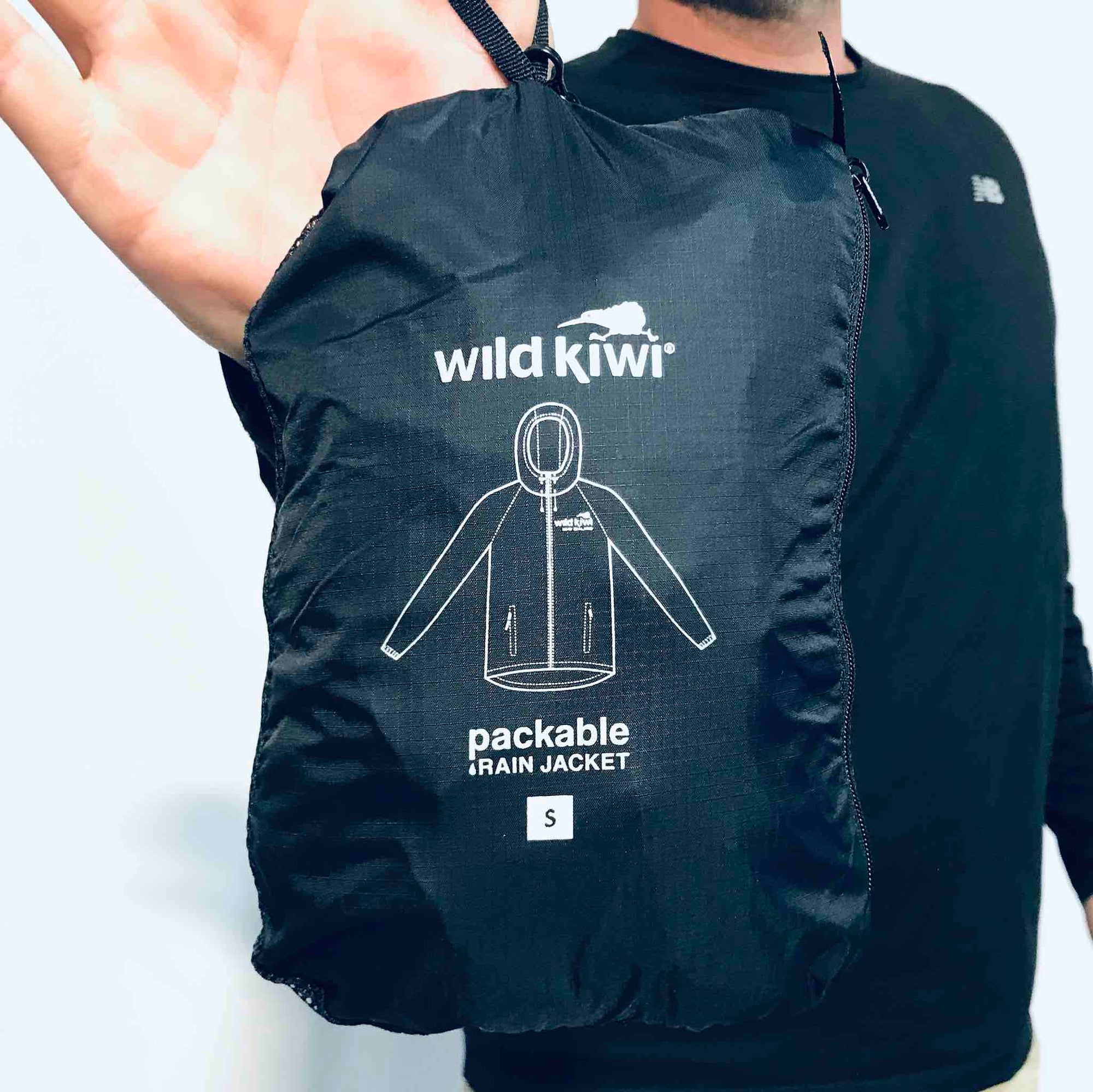 Mens Packable Rain Jacket-Wild Kiwi-Water Resistant and Windproof