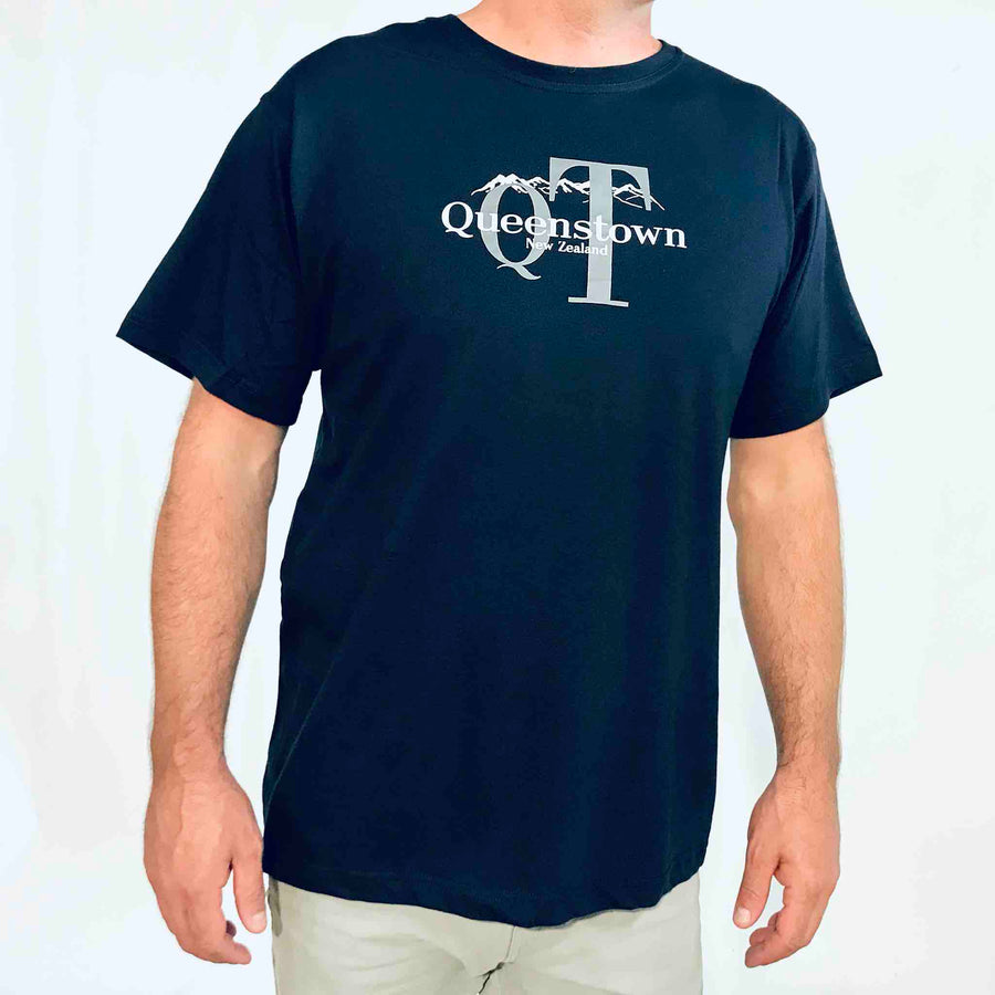 Mens New Zealand T Shirt-Queenstown-!00% Cotton