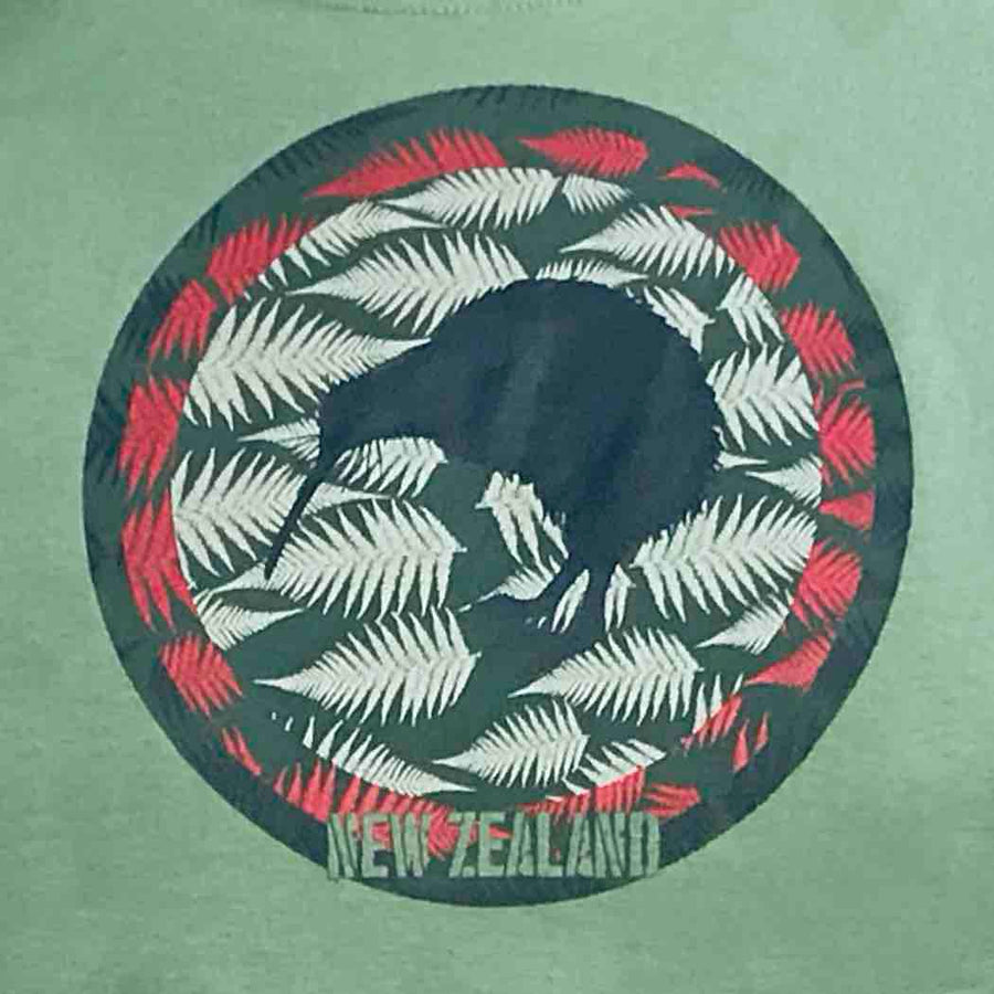 Mens New Zealand T Shirt-Kiwi Ferns-100% Cotton