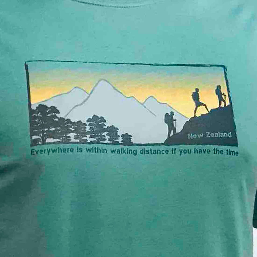 Mens New Zealand T Shirt-Mountain Hiking-100% Cotton
