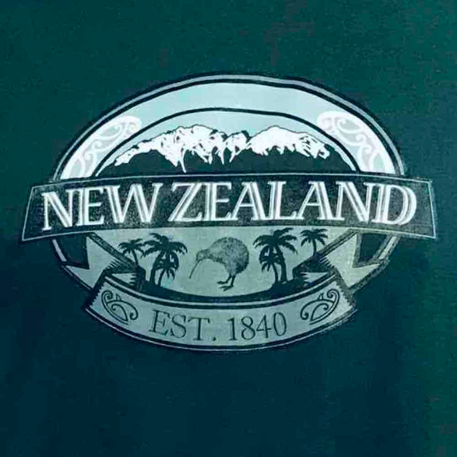 Mens New Zealand T Shirt-Mountains Kiwi-100% Cotton