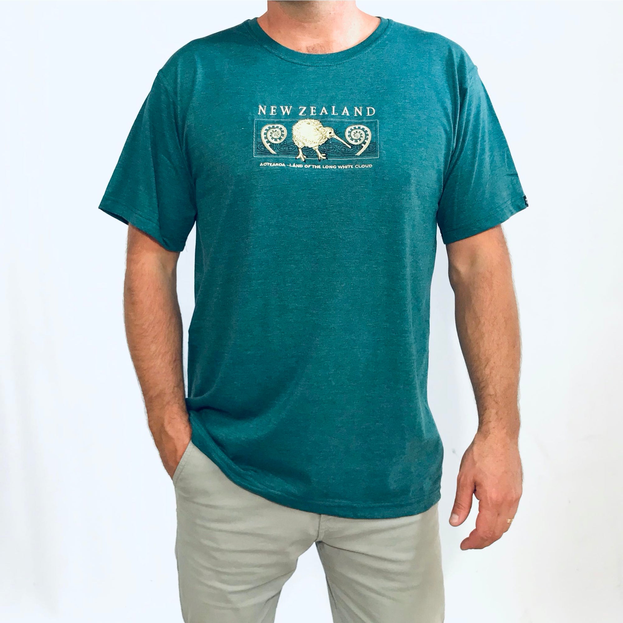 Mens New Zealand T Shirt-Kiwi and Koru-100% Cotton