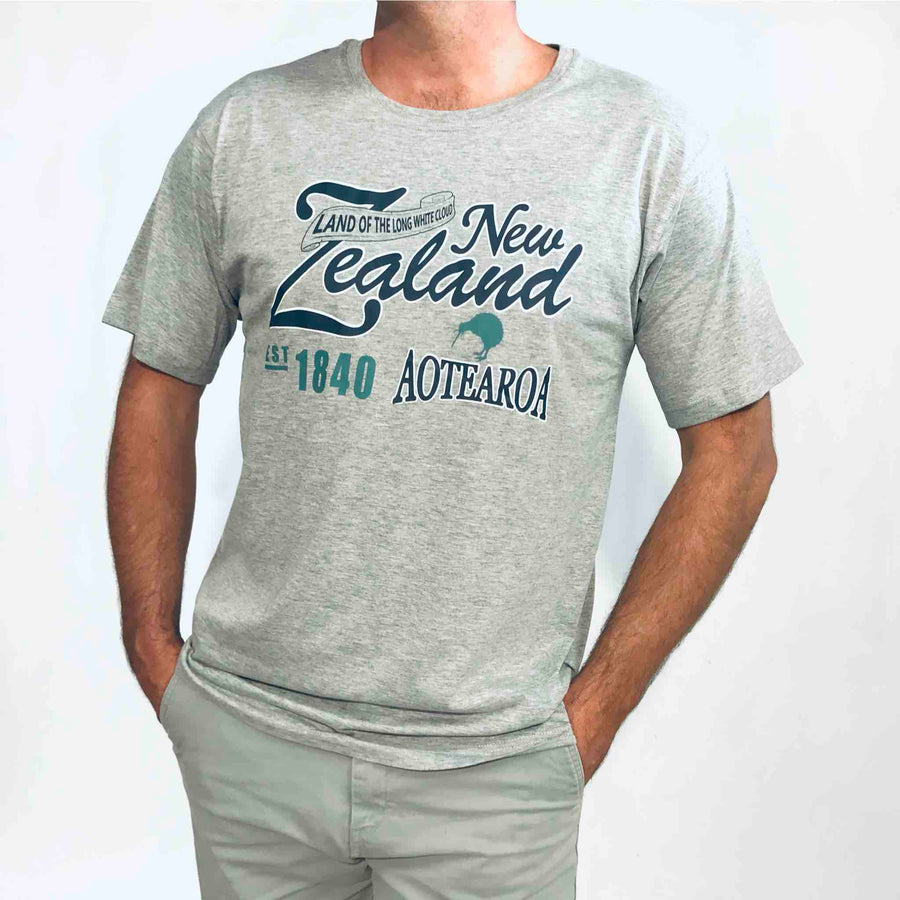 Mens New Zealand T Shirt-New Zealand Aotearoa-100% Cotton