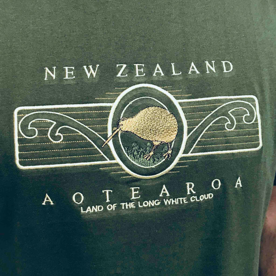 Mens New Zealand T Shirt-Kiwi and Koru-100% Cotton
