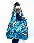 3 pack of reusable packable shopper bags. Fern, Kiwis and Koru designs. wild-kiwi.co.nz