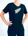 Womens New Zealand T Shirt-Silver Fern-100% Cotton