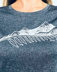Women's blue/grey Active Wear T-Shirt Fern/Mountain print