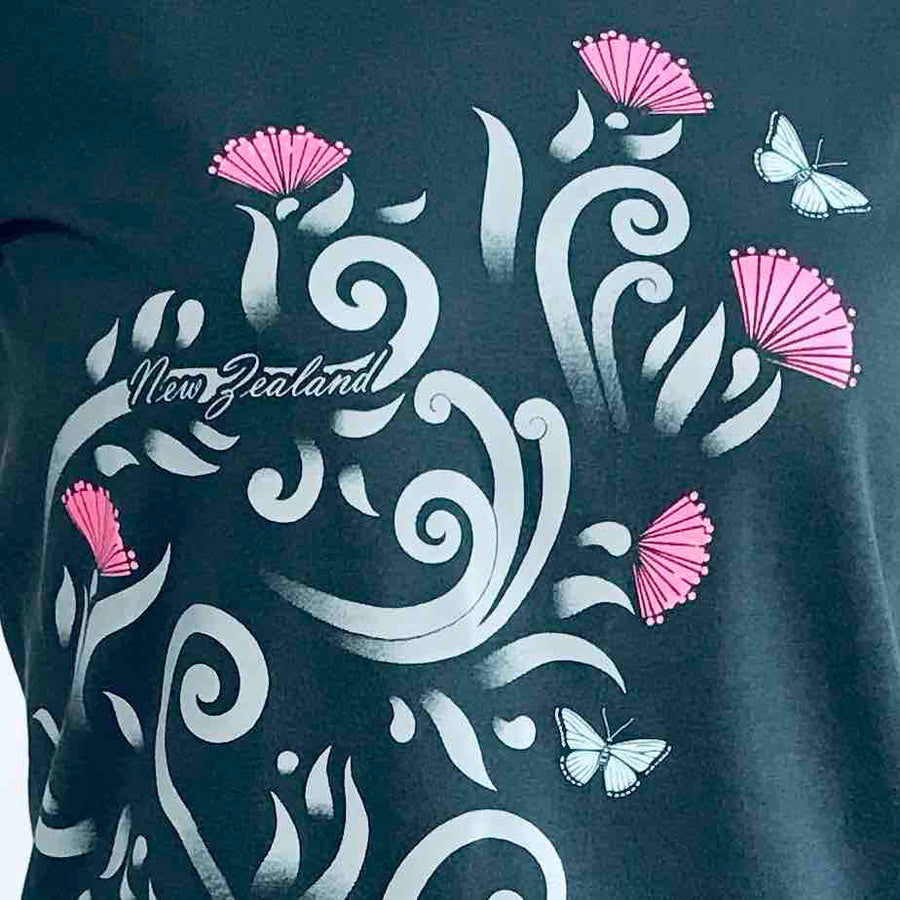 Womens New Zealand T Shirt-Pohutukawa-Cotton|Elastane-Wild Kiwi